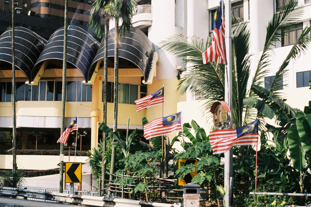Malaysia flags on the roadside