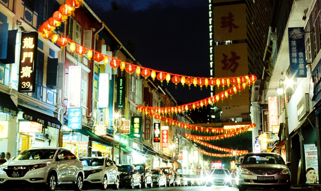 Cars parked up in Chinatown, Singapore