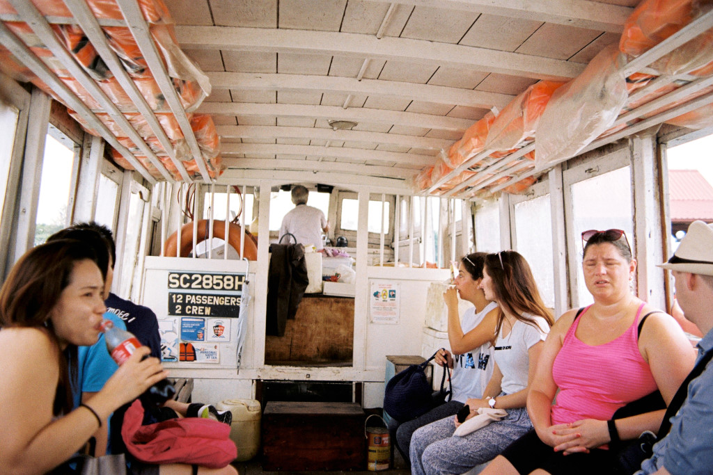 Boat interior on the way to Pulau Ubin