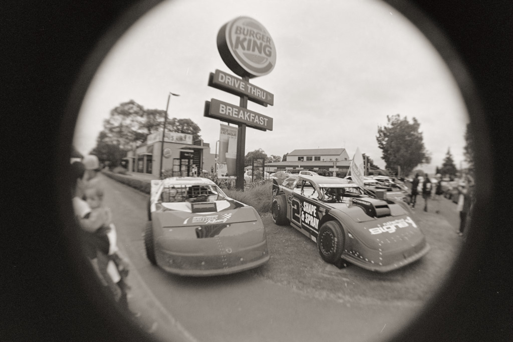Dirt racer rally at Burger King
